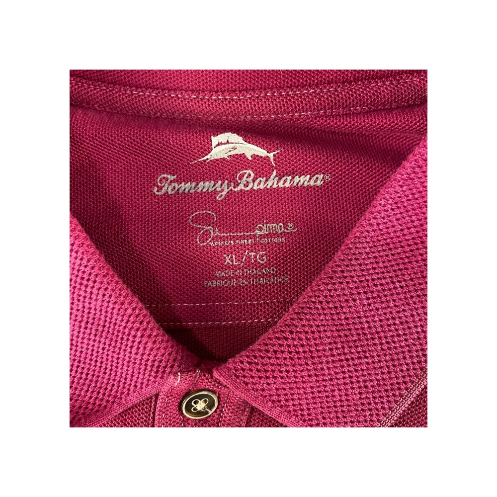 Tommy Bahama Mens Polo Shirt XL Burgundy Short‎ Sleeve Marlin Logo - Picture 4 of 8